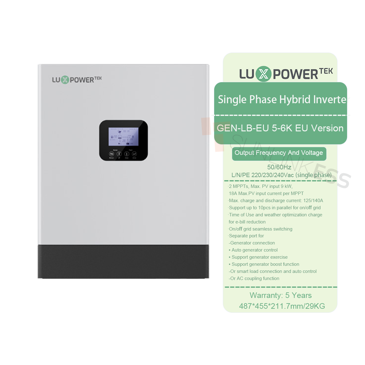 LuxPower Gen-LB-EU 3-6Kハイブリッド太陽光発電インバーター